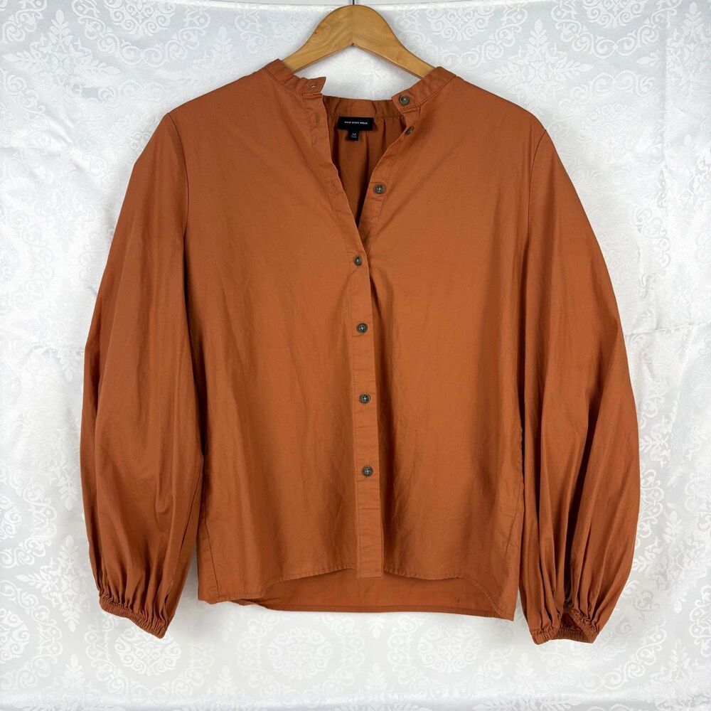 Who What Wear Blouse Burnt Orange Oversized Boho Chic Minimalist Work Office M
